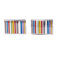 Multi Color Rectangle Vertical Stripe Cufflinks