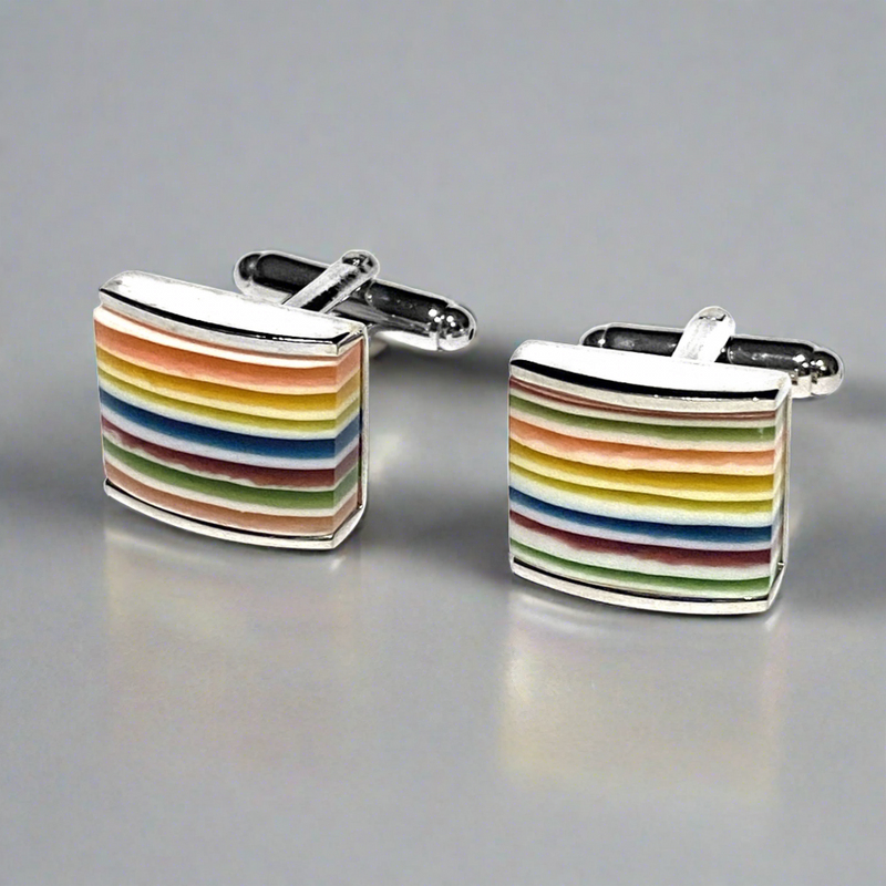 Multi Colour  Fiber Optic Rectangle Cufflinks