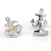 Nautical Anchor with Gold Rope Cufflinks