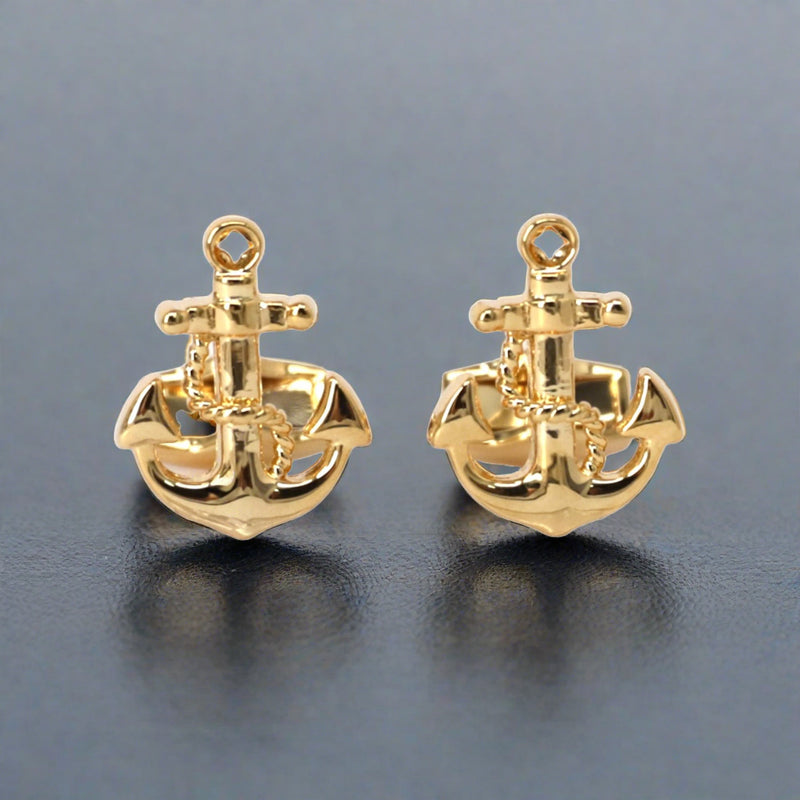 Nautical Anchor with Gold Cufflinks Azthom