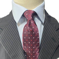 OroTie Square Jacquare Marron Background with white and Red diamond