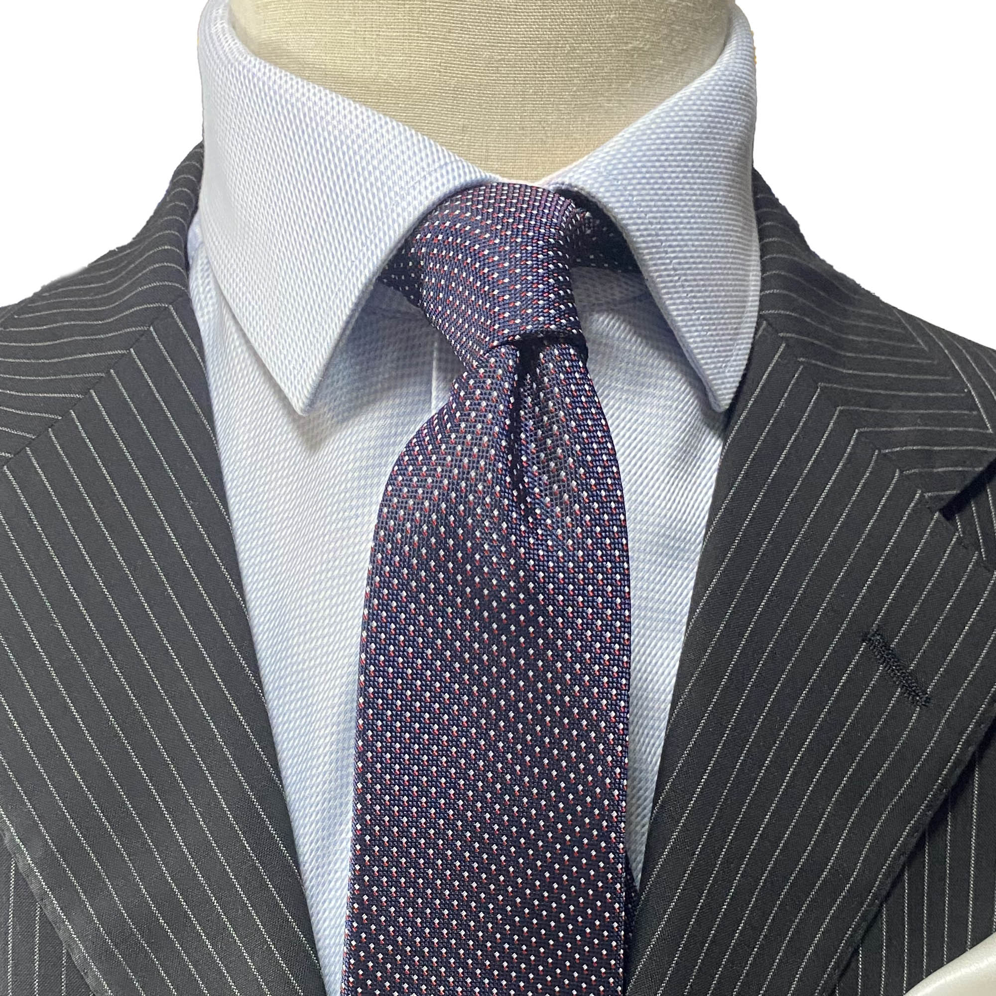 OroTie Jacquare Navy Background with white and Red small Square