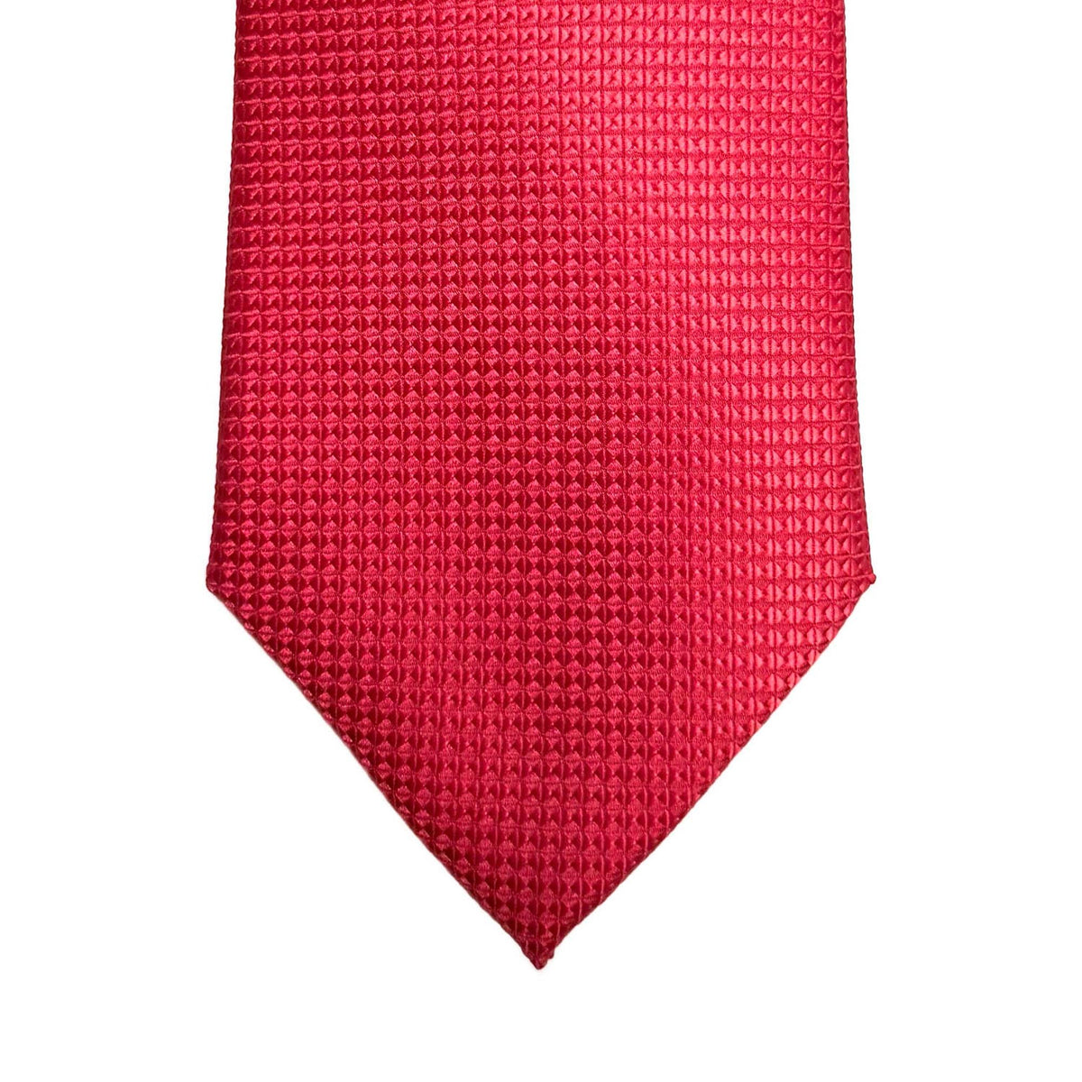 Red textured tie on a white background