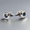 Round Silver 1 Blue diamond crystal Cufflinks  (Online Exclusive)