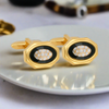 Black Bezel Cufflinks in Gold with Crystal Details (Online Exclusive)