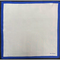 A.Azthom Solid Silk Pocket Square – Minimalist Off-White & Royal Blue Frame (32x32cm)