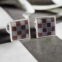 Mother of Pearl Pink Grey Tiles Cufflinks (Online Exclusive)