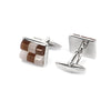 Fiber Glass Rectangle cufflinks in Brown and White (Online Exclusive)