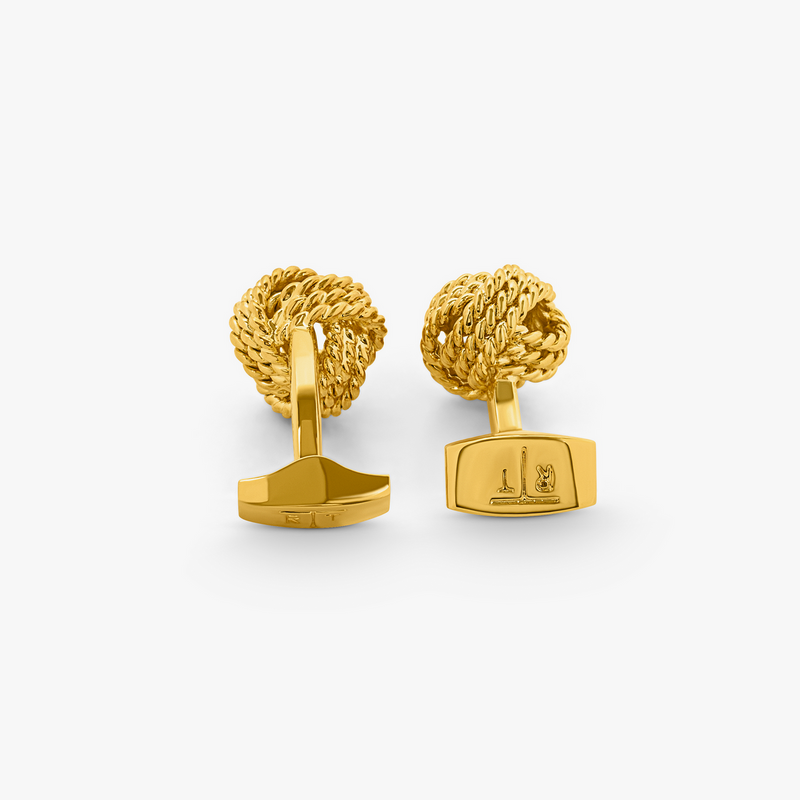Yellow gold plated Ribbed Knot cufflinks