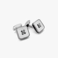 Button Paragon cufflinks with white mother of pearl (Limited Edition) in Gunmetal plated base metal 158/300