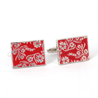 MarzthomsonRectangle Florist Design - Red cufflinks