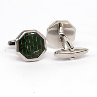 Octagon Cufflinks with Green Carbon Fiber design