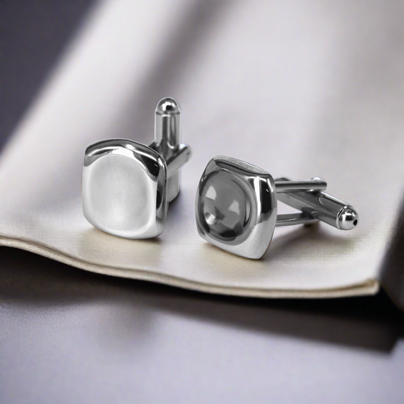 Caved in Square Cufflinks- Silver (Online Exclusive)