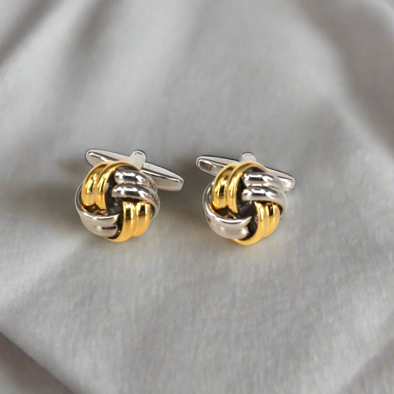 Classical Gold and Silver Tone knot Brass Cufflinks (Online Exclusive)