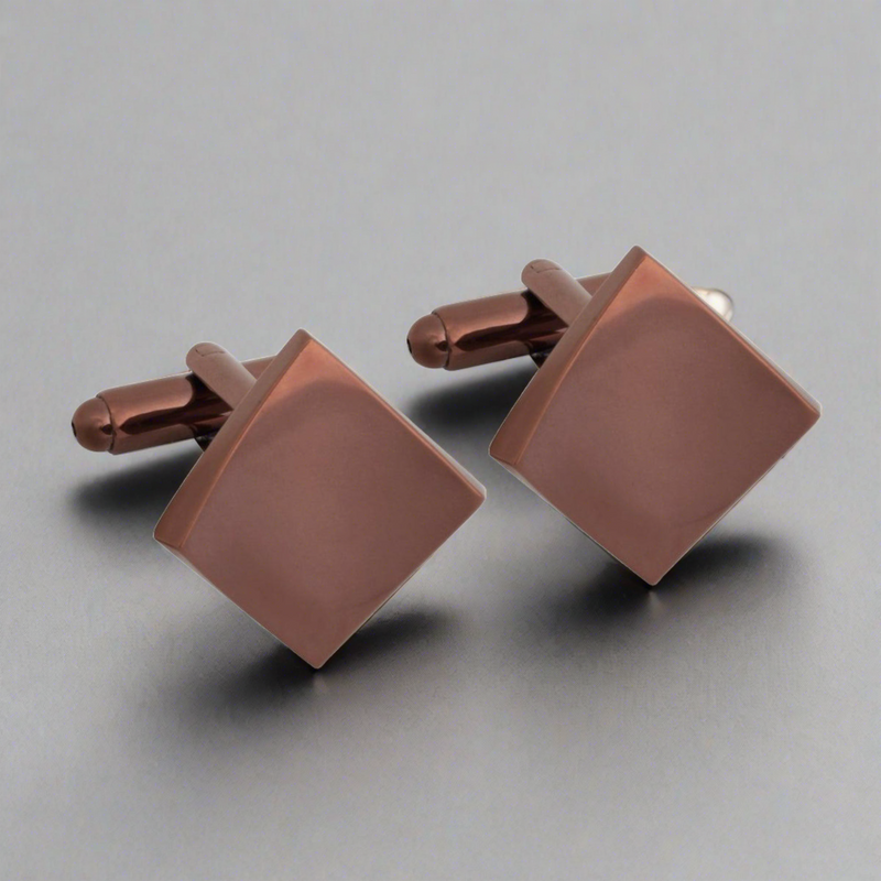 Concave Square Cufflinks in Copper (Online Exclusive)