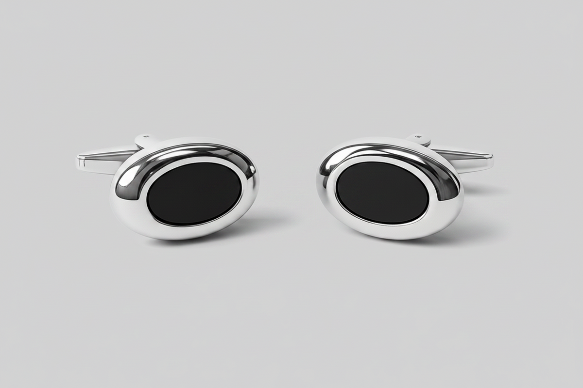 Orobianco L'unique Silver & Onyx Oval Cufflinks