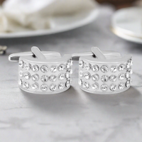 D-shaped cufflink decorated with 21 clear crystal (Online Exclusive)