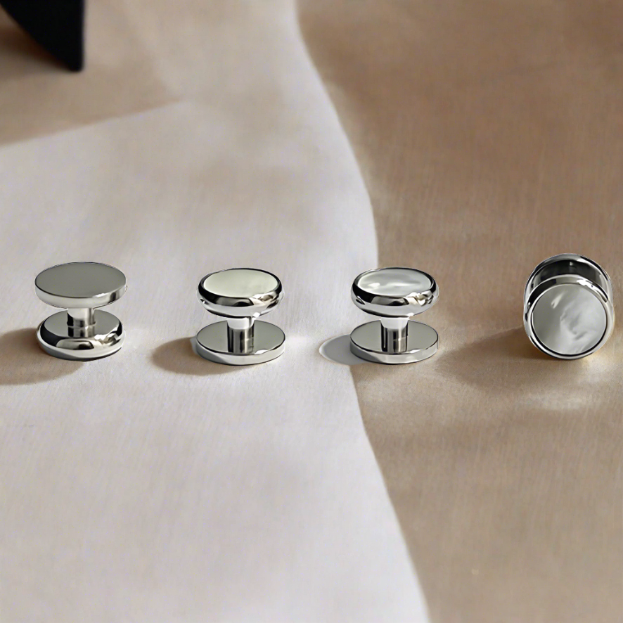 Men's Tuxedo Studs - Mother of Pearl with Silver