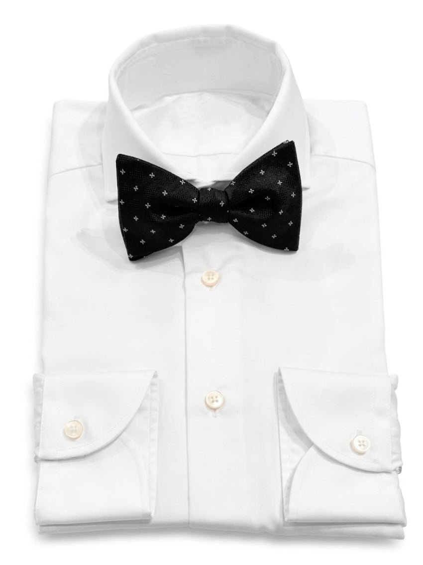 Orobianco L’unique Black and Black check with white flower Bow tie