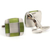 Fiber Glass Rectangle cufflinks in Apple Green and Silver