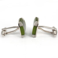Fiber Glass Rectangle cufflinks in Apple Green and Silver