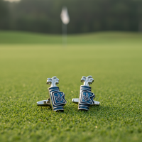 Golf Bag Cufflink - The blue Enamal