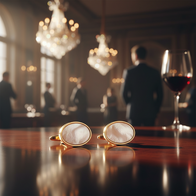 Oval Gold Mother of Pearl Cufflinks