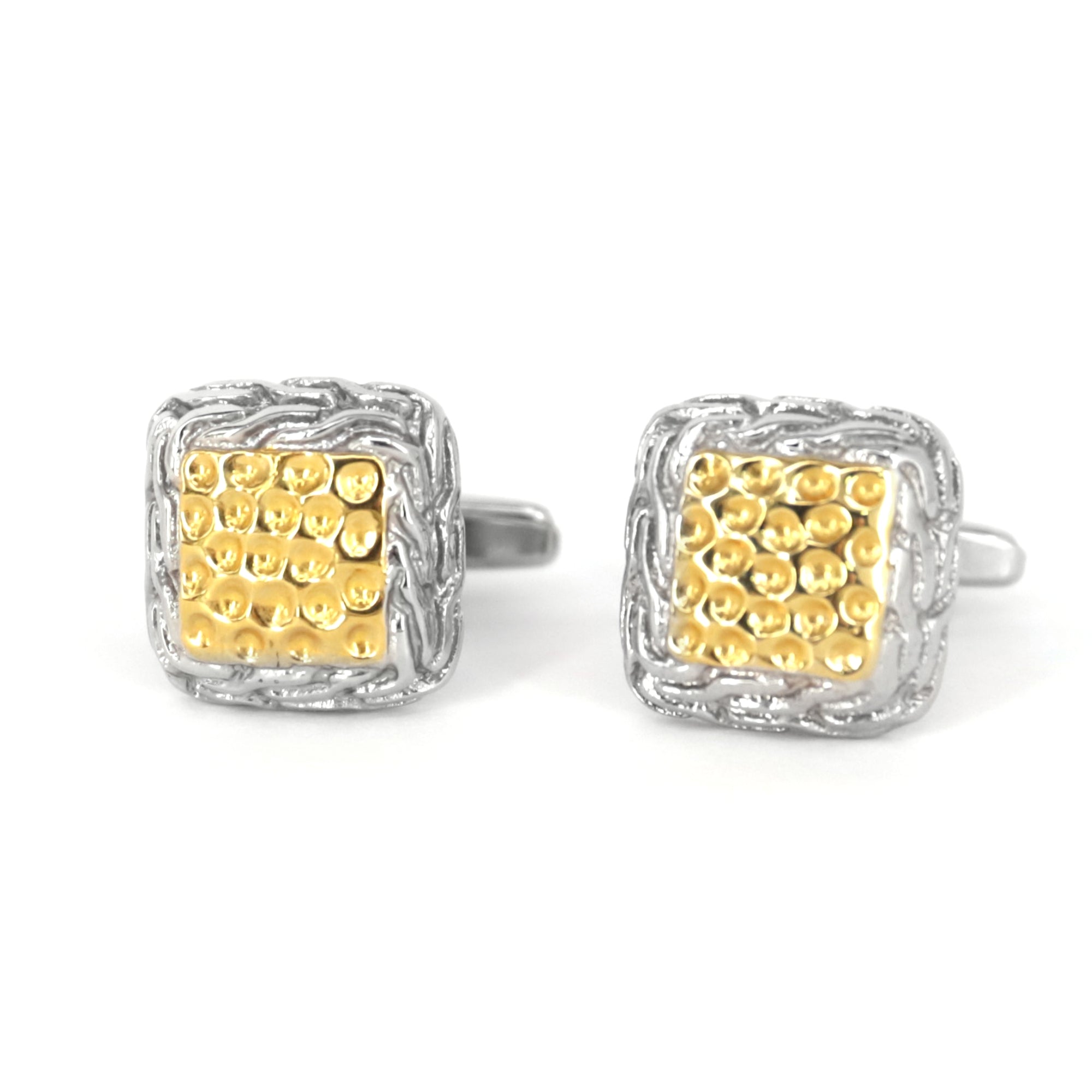 Silver Square Cufflinks with Gold
