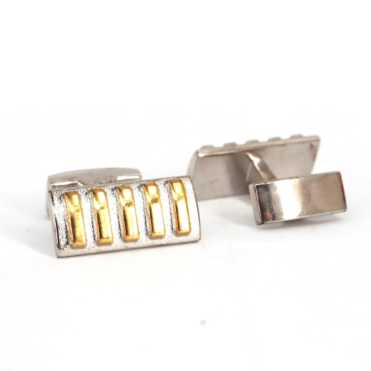 Gold Bar Silver background Rectangle Cufflinks (Online Exclusive)