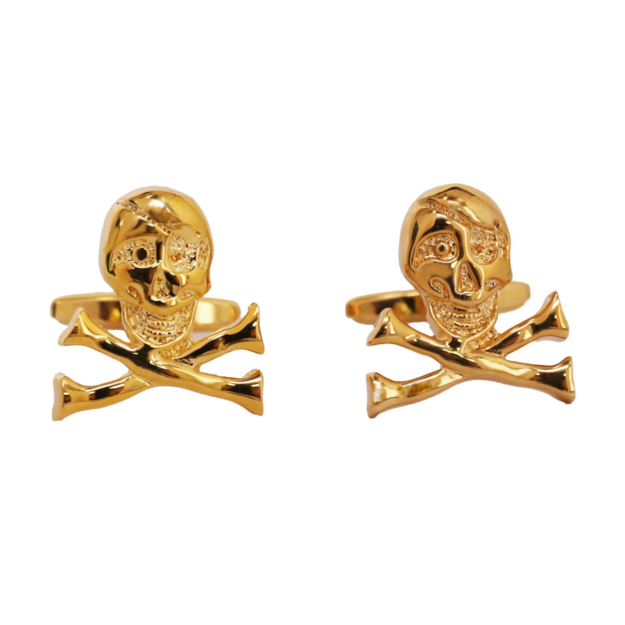 Skull and Crossbones Skeleton Cufflinks in Gold