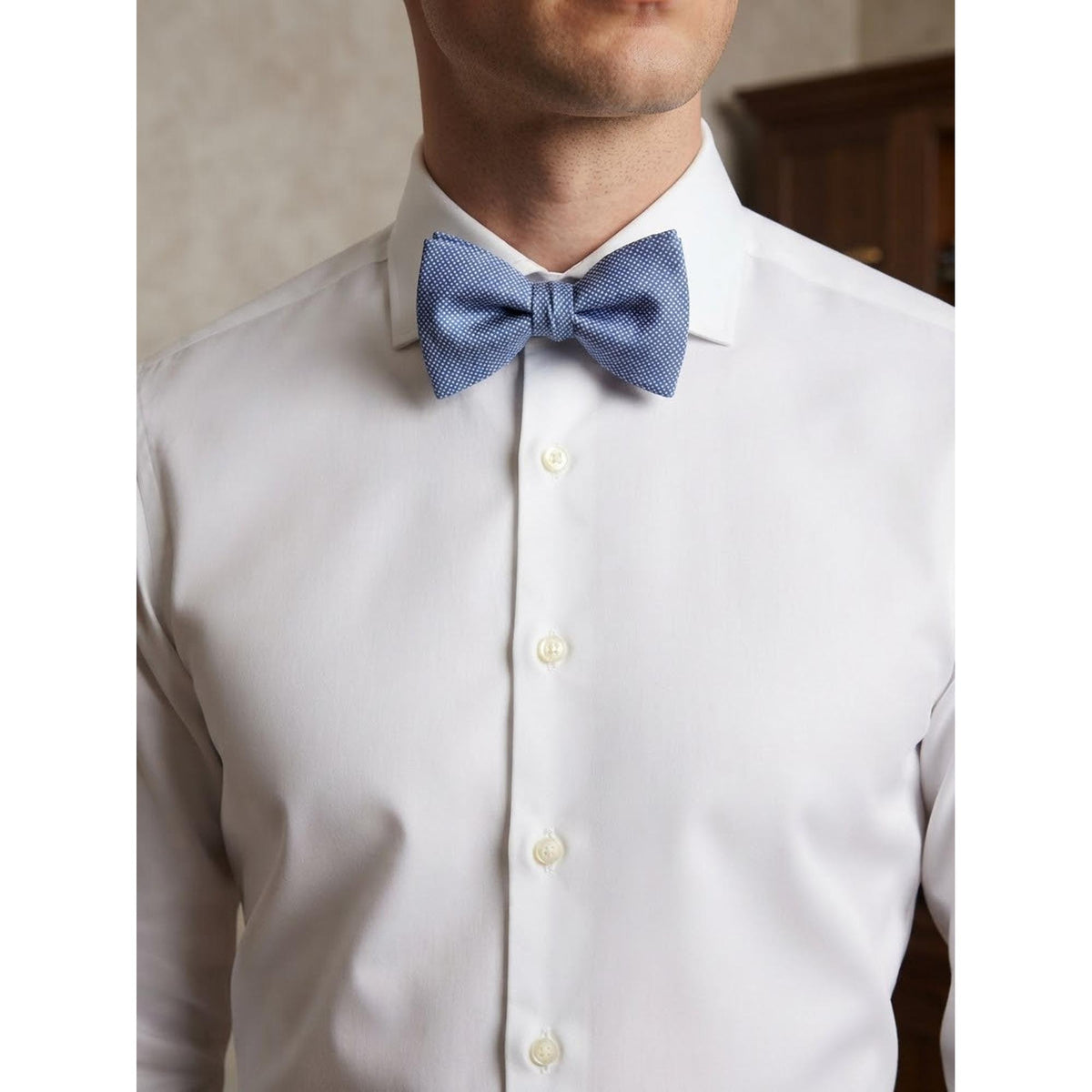 OroBow  Cornflower Blue Micro-Grid Bow Tie