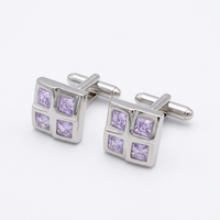 4 Clear Purple Crystal Square cufflinks (Online Exclusive)