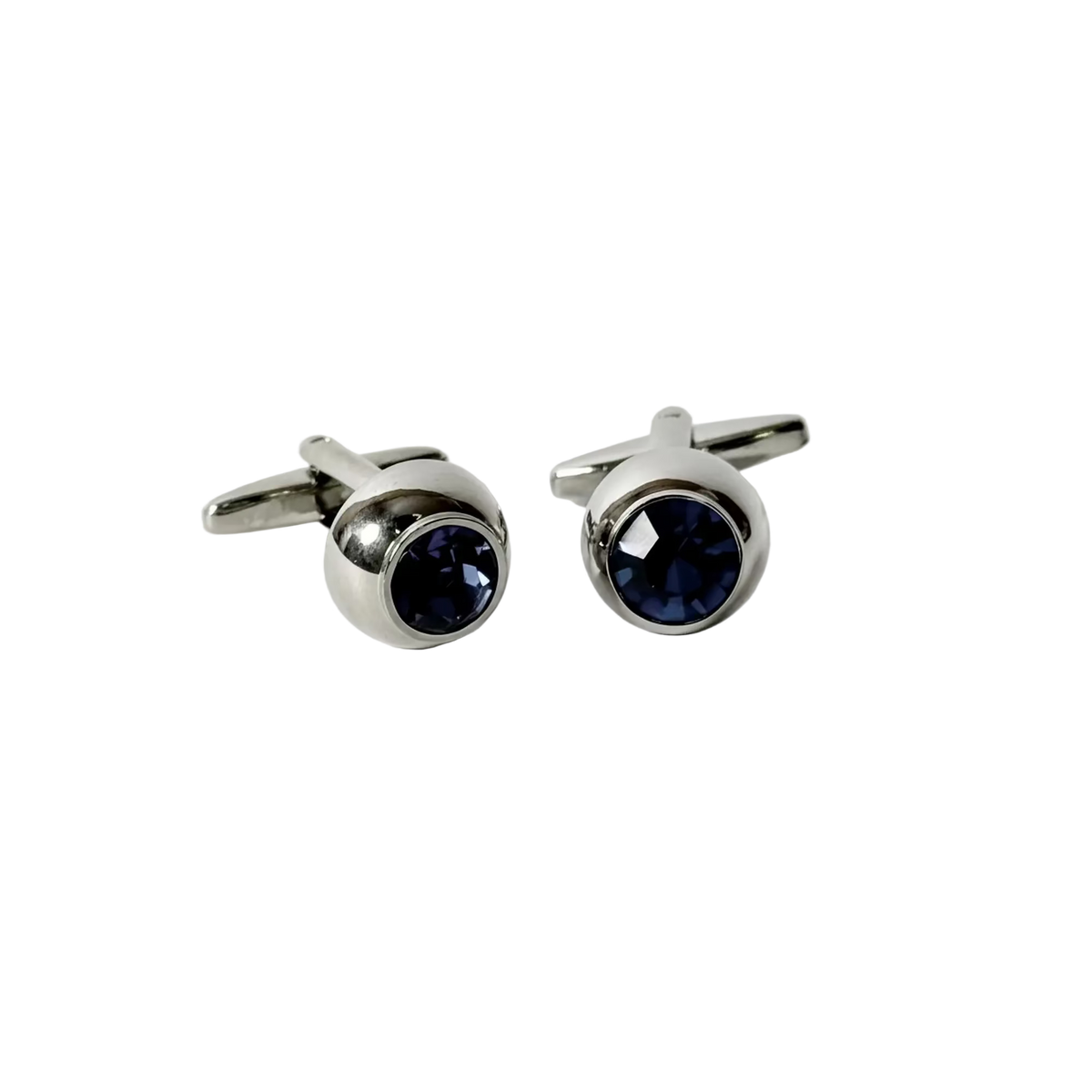 Pair of silver cufflinks with blue gemstones 