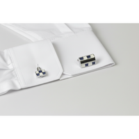 Rectangle Cream and Blue  Enamel Cufflinks (Online Exclusive)