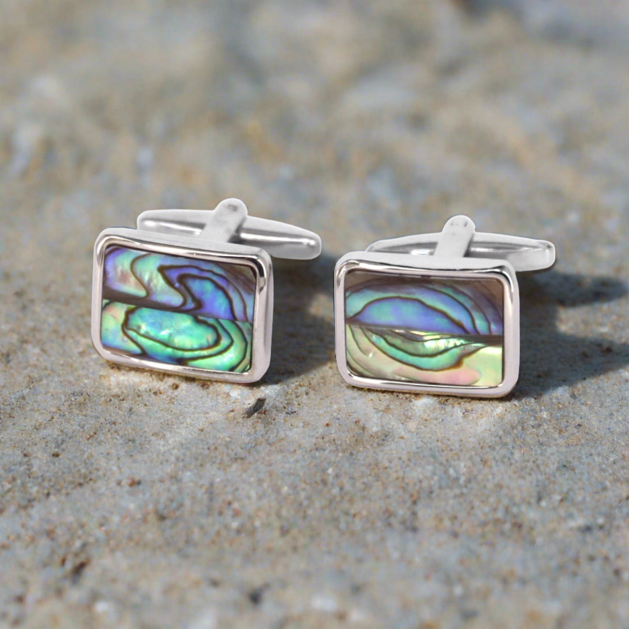 Rectangle MOP cufflinks -Abalone