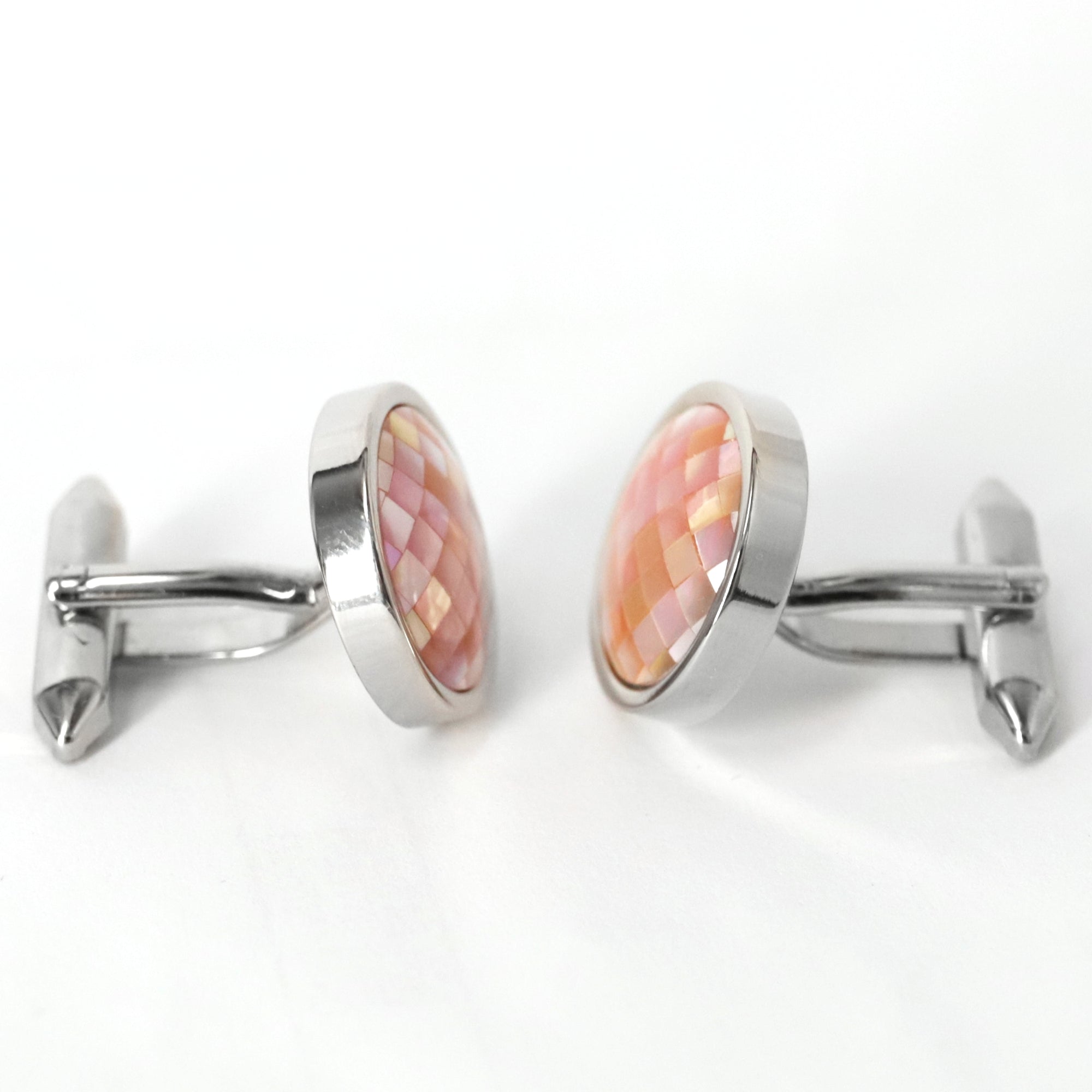 Pink Mother of Pearl Round Cufflinks (Online Exclusive)