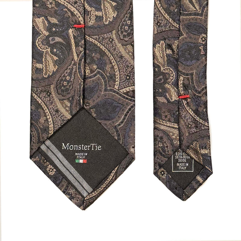 MonsterTie Navy Brown Big Paisley
