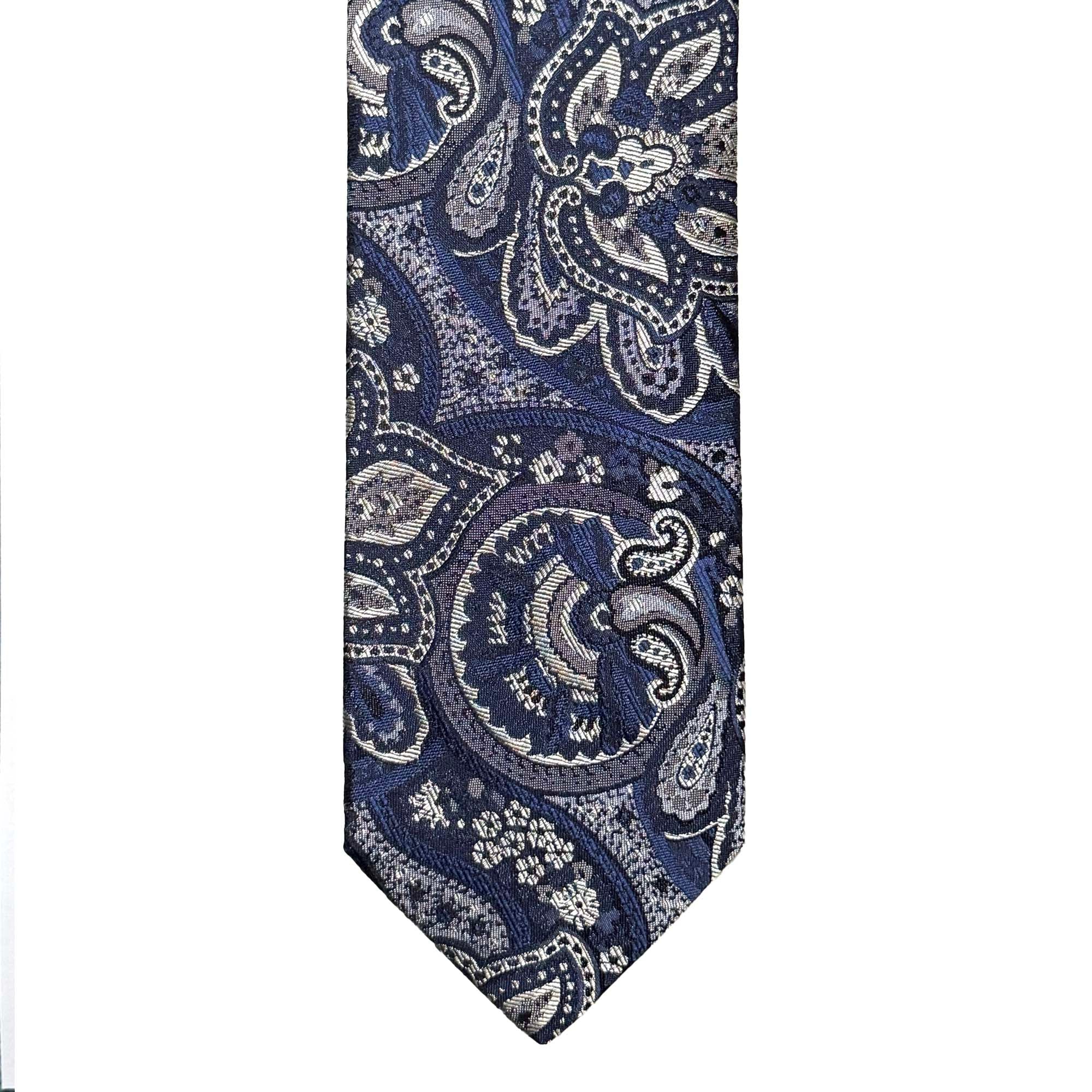 MonsterTie Navy White Big Paisley