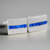 MarZthomson Blue Crystal with Silver Rectangle Cufflink (Online Exclusive)