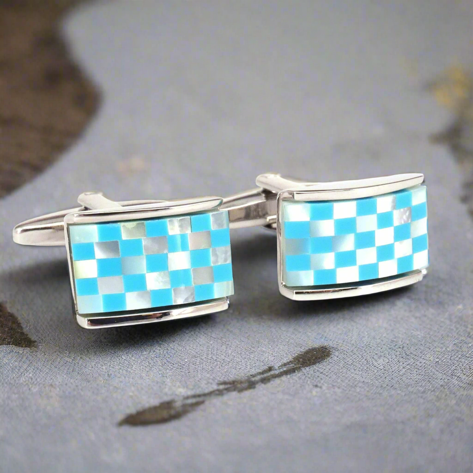 Mosaic Rectangle MOP Cufflinks Blue classic (Online Exclusive)