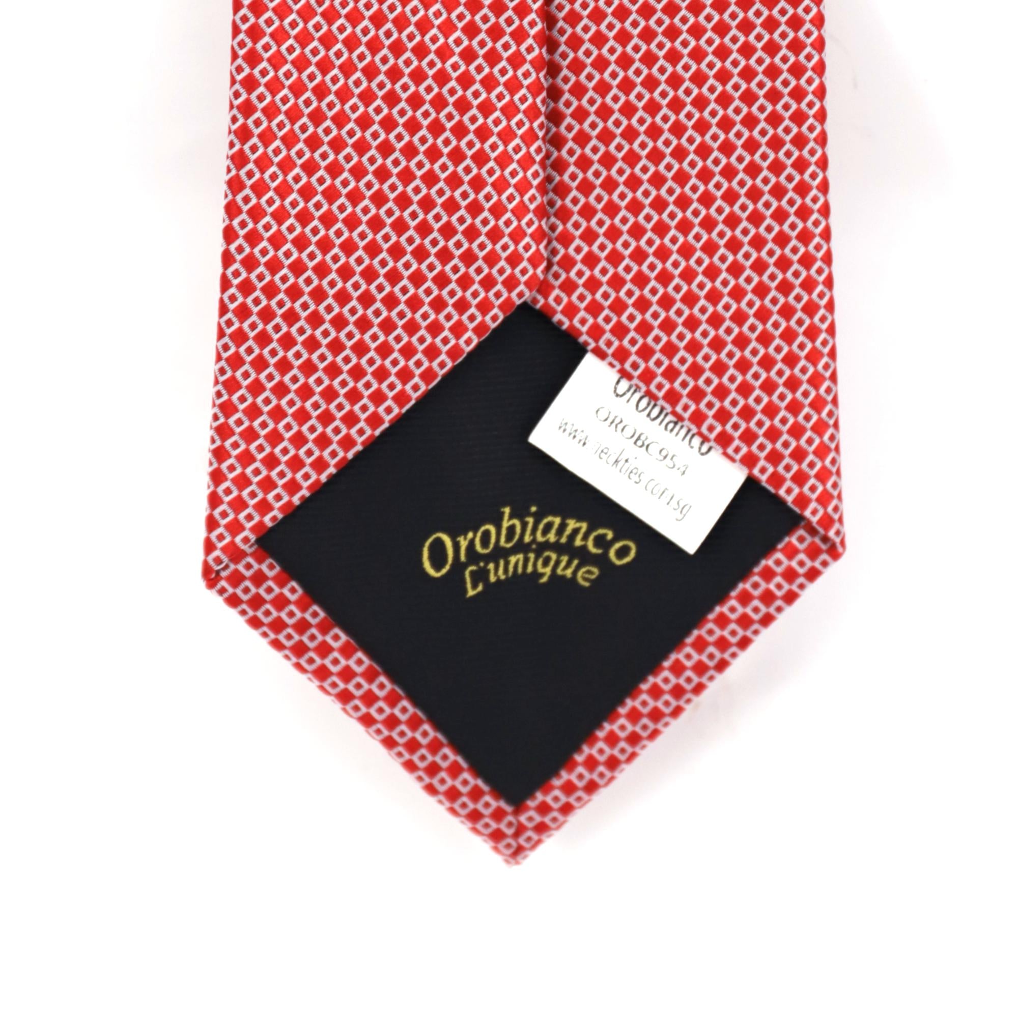 Small squared geometric necktie in Red