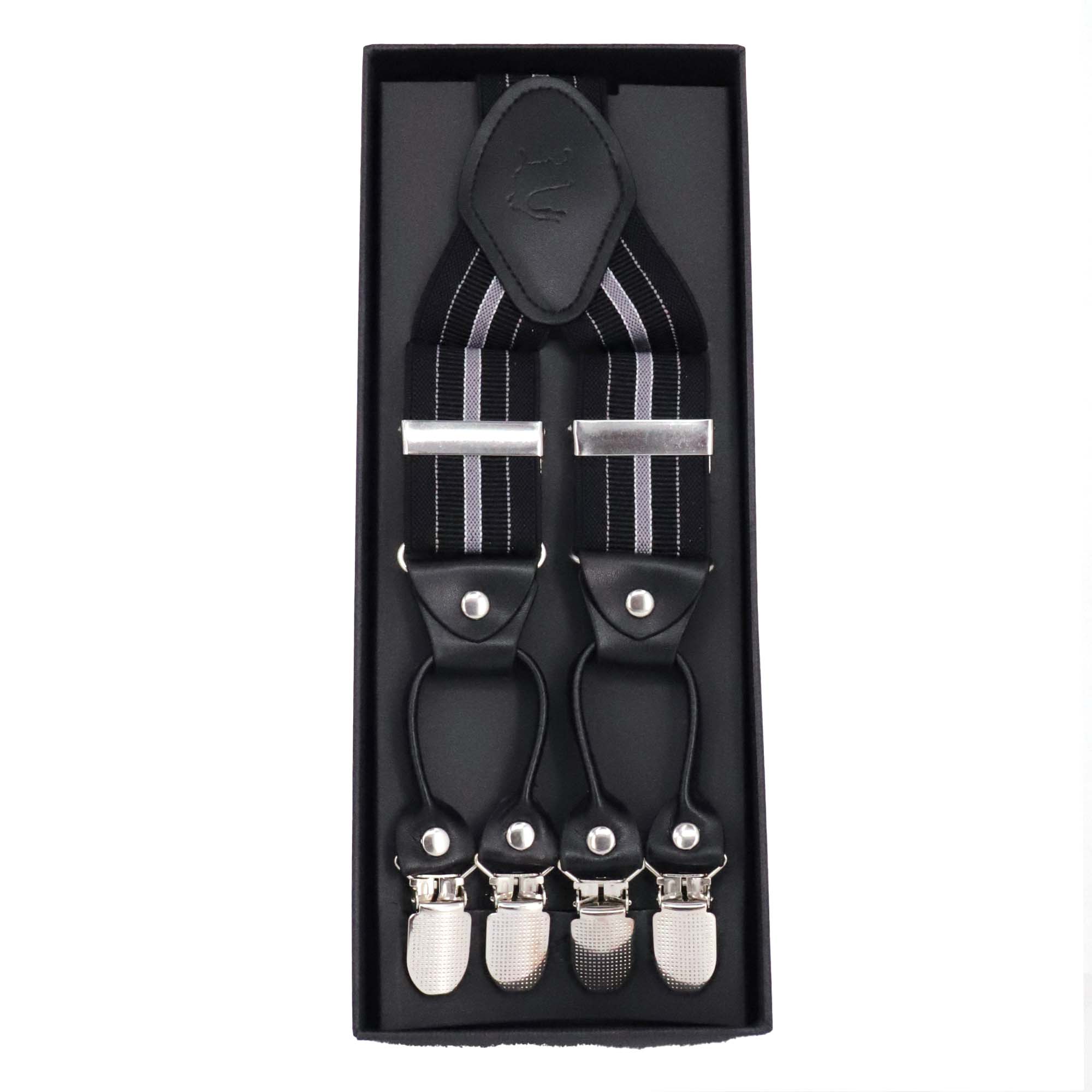 Orobianco L'unique Suspender in black and white stripe