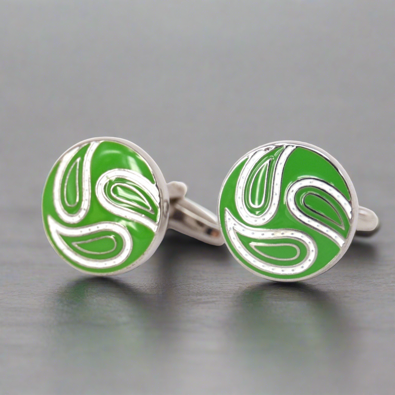 Green Round paisley Cufflinks