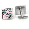 Square Floral Cufflinks in Pink and Blue