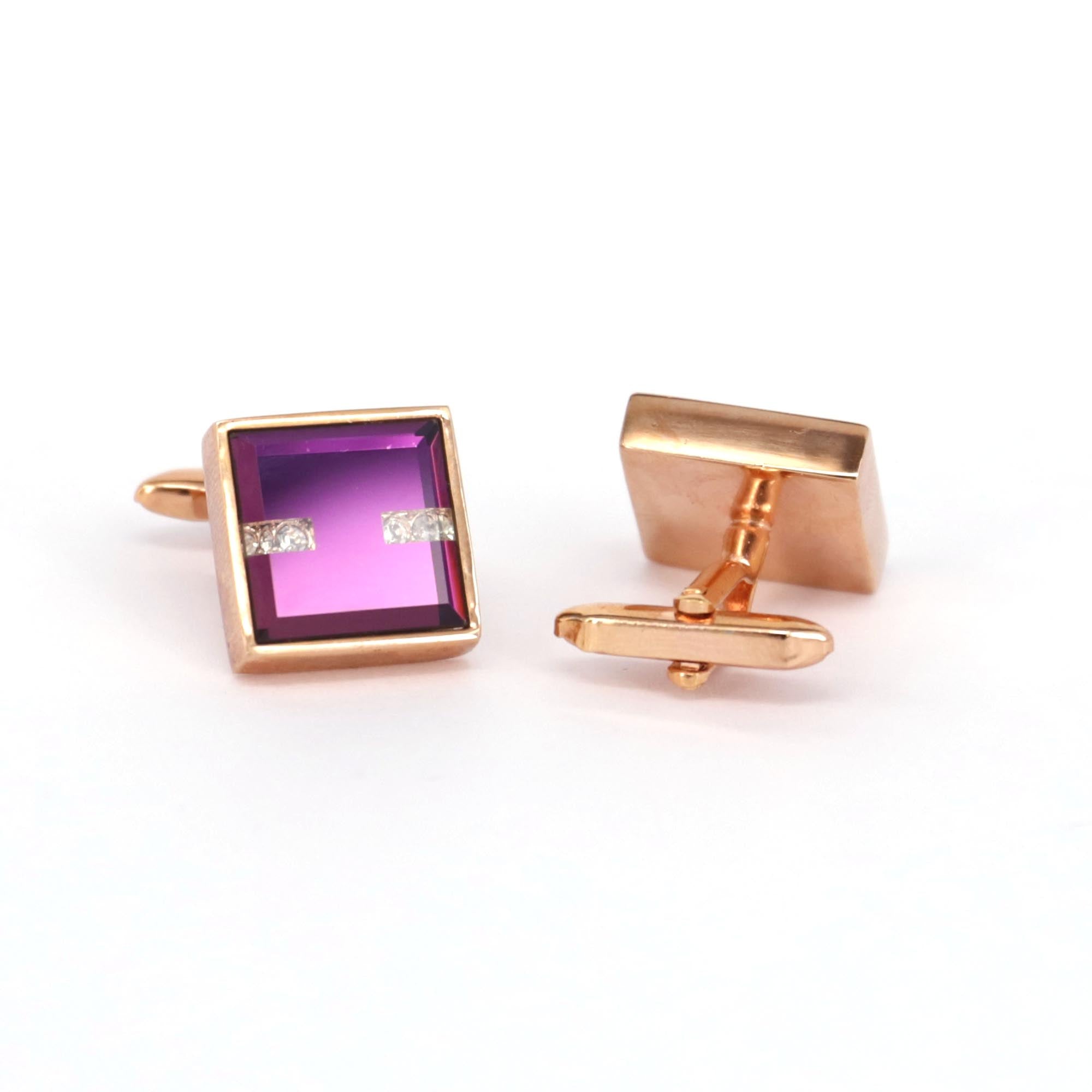 Purple Glass Gold cufflinks (Online Exclusive)