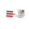 Red Stripe and Silver Square Cufflinks