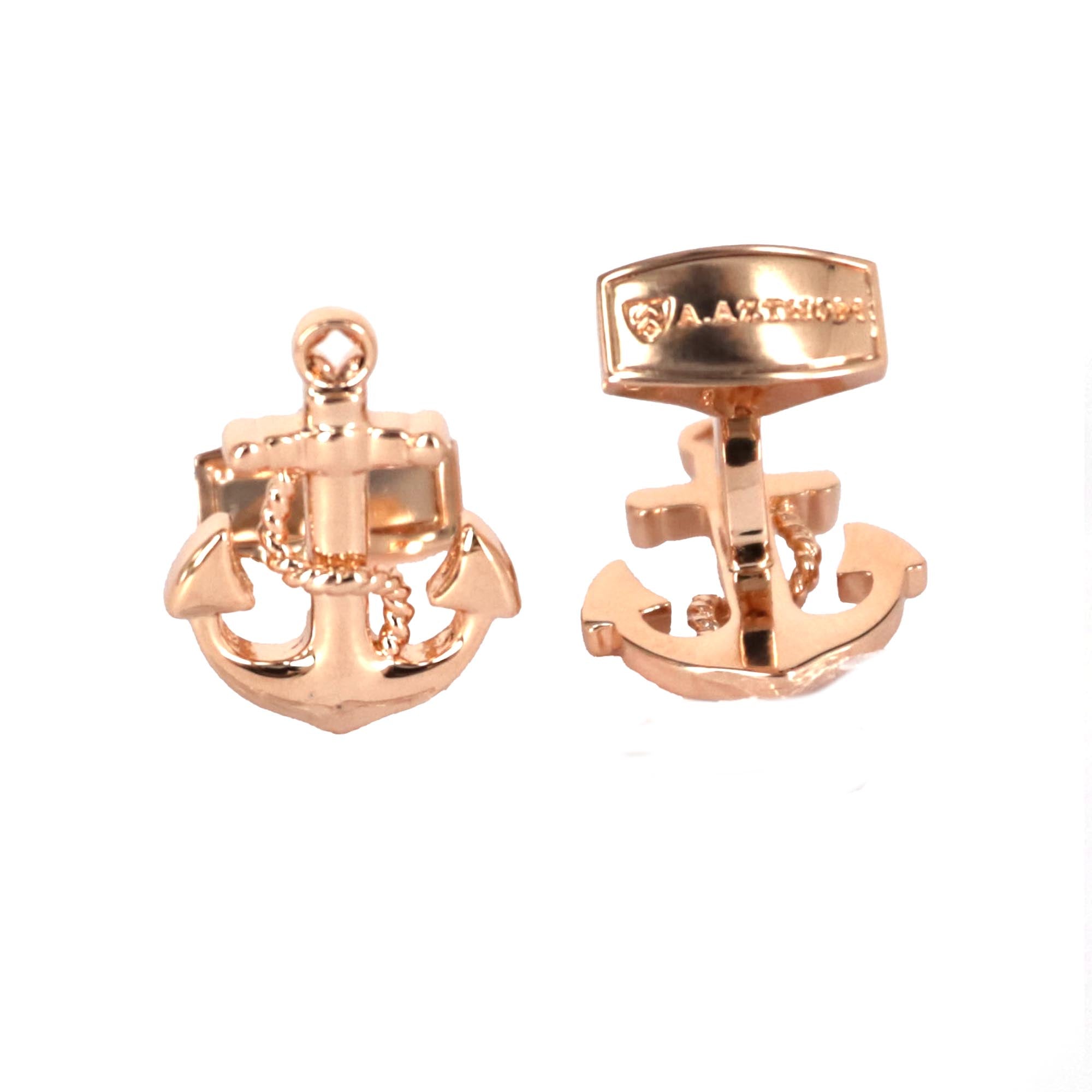 Nautical Anchor with Rose Gold Cufflinks Azthom