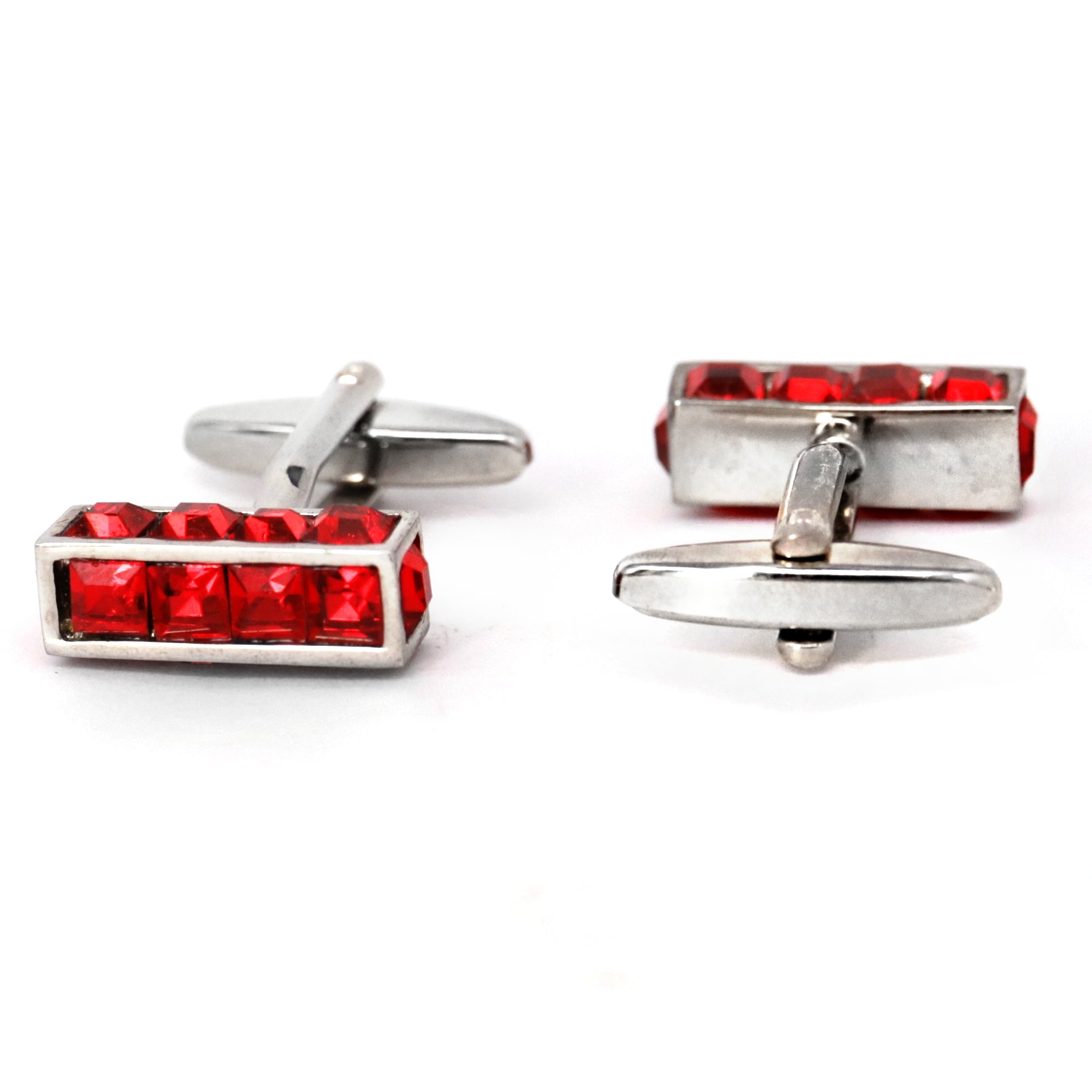 14 Red Crystal in Cylinder sqare Cufflink (Online Exclusive)