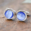 Light Blue Fibre Round Optic Glass Cufflinks (Online Exclusive)