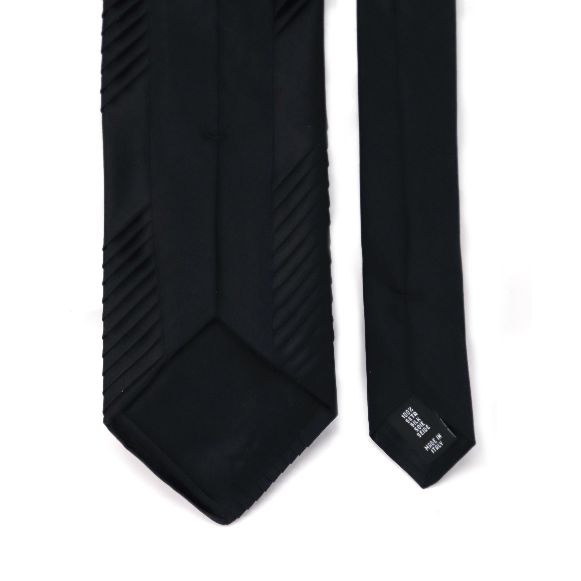 Stefano Cau Black Solid Tie Plissettate